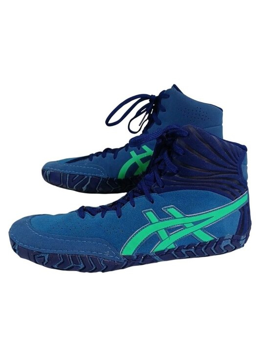 ASICS Aggressor Wrestling Shoes Size 10 J000Y Blue/Neon Green No Box main image 8
